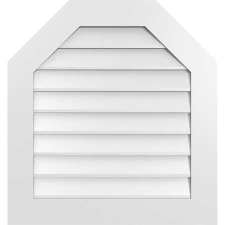 Ekena Millwork Octagonal Top Surface Mount PVC Gable Vent w/ 3-1/2"W x 1"P Standard Frame, 28"W x 30"H GVPOT28X3001SN